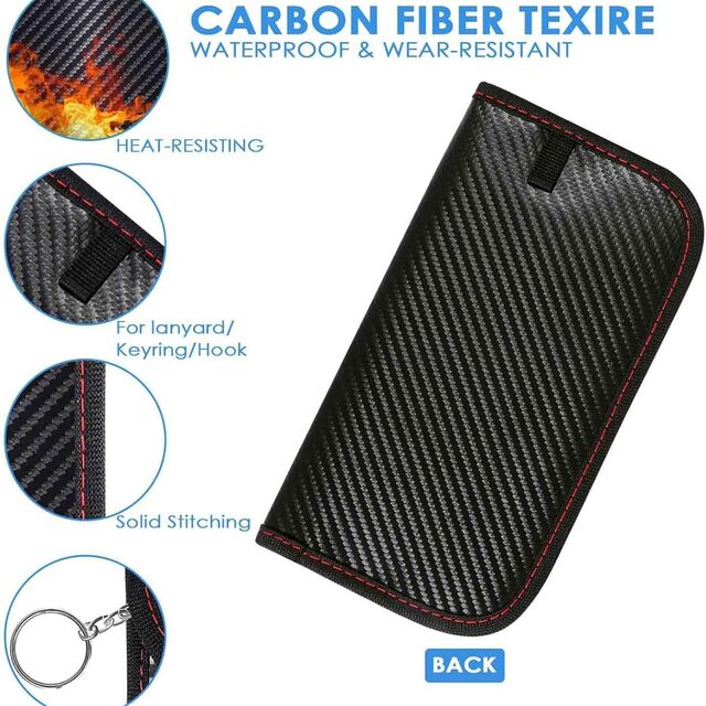 Carteras de Señal RFID para Llave de Coche, Funda Protectora Antirrobo para Llave de Mando a Distancia de Coche con Textura de Fibra de Carbono, Tarjetero Multifuncional