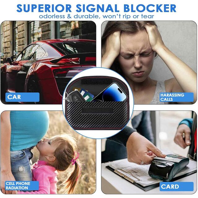 Carteras de Señal RFID para Llave de Coche, Funda Protectora Antirrobo para Llave de Mando a Distancia de Coche con Textura de Fibra de Carbono, Tarjetero Multifuncional