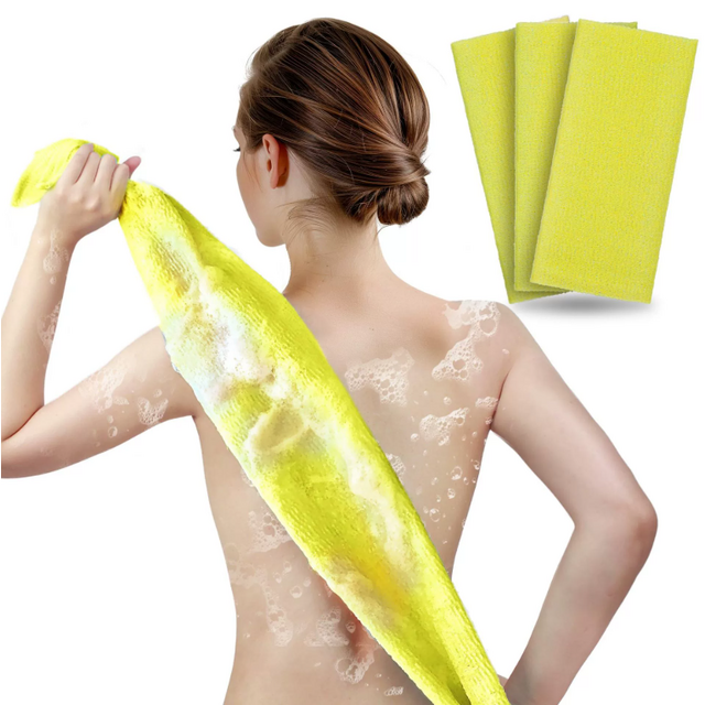 Toalla Exfoliante, Lavador Corporal, Limpiador de Espalda, Toalla de Ducha, Toalla de Belleza Japonesa, Simulación de Corteza de Calabaza de Seda