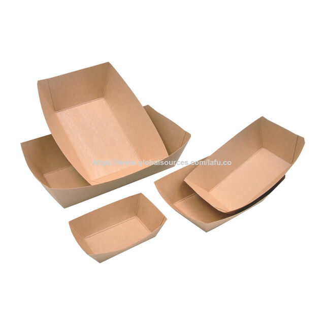 Bandejas Desechables de Papel Kraft para Servir Alimentos, Forma de Barco, Contenedores para Snacks, Patatas Fritas, Pollo, Ensaladas para Llevar, Ideal para Fiestas - Bandeja de Papel para Alimentos
