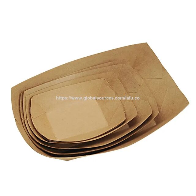Bandejas Desechables de Papel Kraft para Servir Alimentos, Forma de Barco, Contenedores para Snacks, Patatas Fritas, Pollo, Ensaladas para Llevar, Ideal para Fiestas - Bandeja de Papel para Alimentos