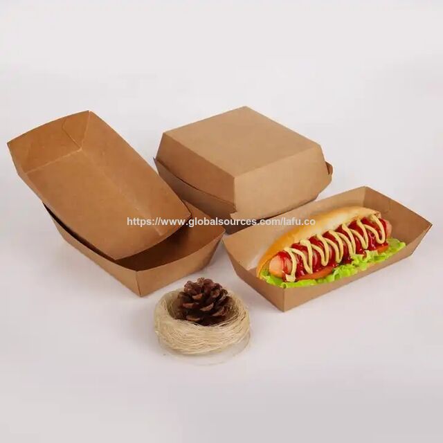 Bandejas Desechables de Papel Kraft para Servir Alimentos, Forma de Barco, Contenedores para Snacks, Patatas Fritas, Pollo, Ensaladas para Llevar, Ideal para Fiestas - Bandeja de Papel para Alimentos