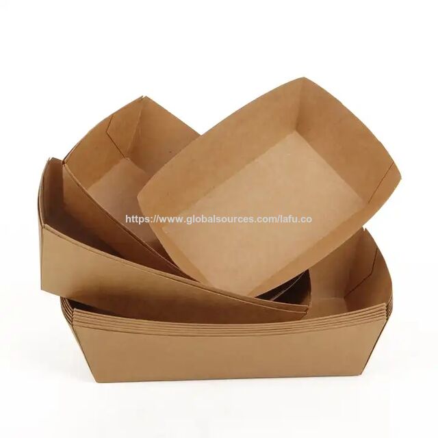 Bandejas Desechables de Papel Kraft para Servir Alimentos, Forma de Barco, Contenedores para Snacks, Patatas Fritas, Pollo, Ensaladas para Llevar, Ideal para Fiestas - Bandeja de Papel para Alimentos