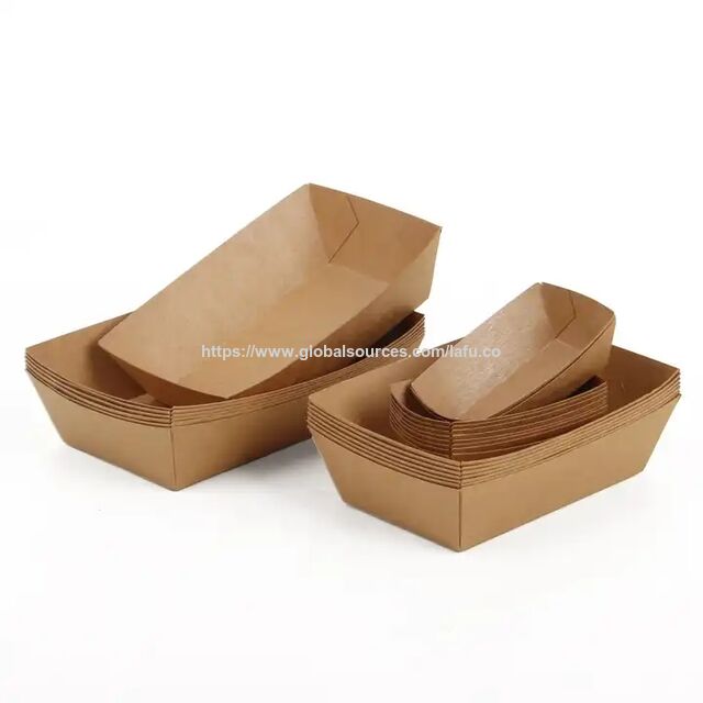 Bandejas Desechables de Papel Kraft para Servir Alimentos, Forma de Barco, Contenedores para Snacks, Patatas Fritas, Pollo, Ensaladas para Llevar, Ideal para Fiestas - Bandeja de Papel para Alimentos