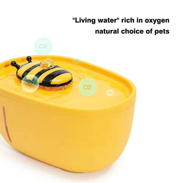 Wholesale Eco-Friendly Yellow&Black Honey Bee Design 2L Automatic Cat Water Fountain Silent Charge Pet Bowls Feeders