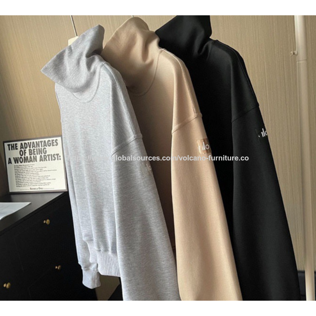 Sudadera con capucha informal para mujer, jersey de punto grueso con letras de estilo relajado, cuello alto, venta al por mayor