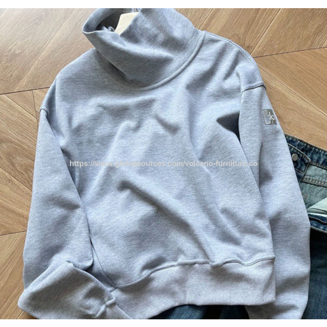 Sudadera con capucha informal para mujer, jersey de punto grueso con letras de estilo relajado, cuello alto, venta al por mayor
