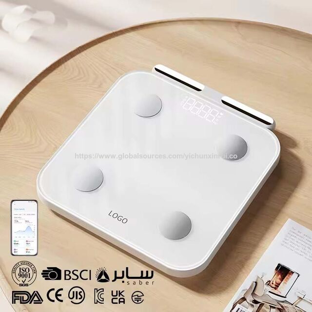 Báscula de Baño Inteligente OEM/ODM con Sensor Inteligente de 8 Electrodos de Vidrio para Medir Grasa Corporal y Peso, de Pie a Mano