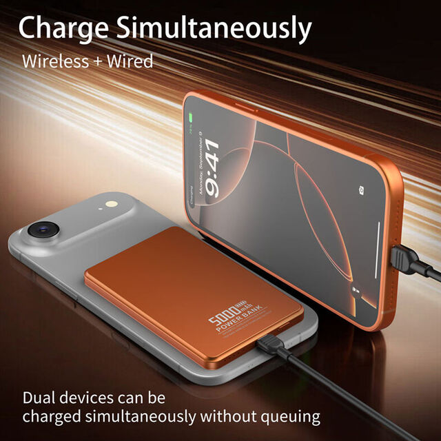 Batería Externa Magnética Delgado 5000mAh Carga Rápida Baterías Semi-sólidas Power Bank Inalámbrico