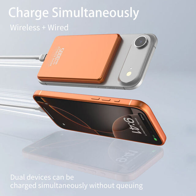 Batería Externa Magnética Delgado 5000mAh Carga Rápida Baterías Semi-sólidas Power Bank Inalámbrico