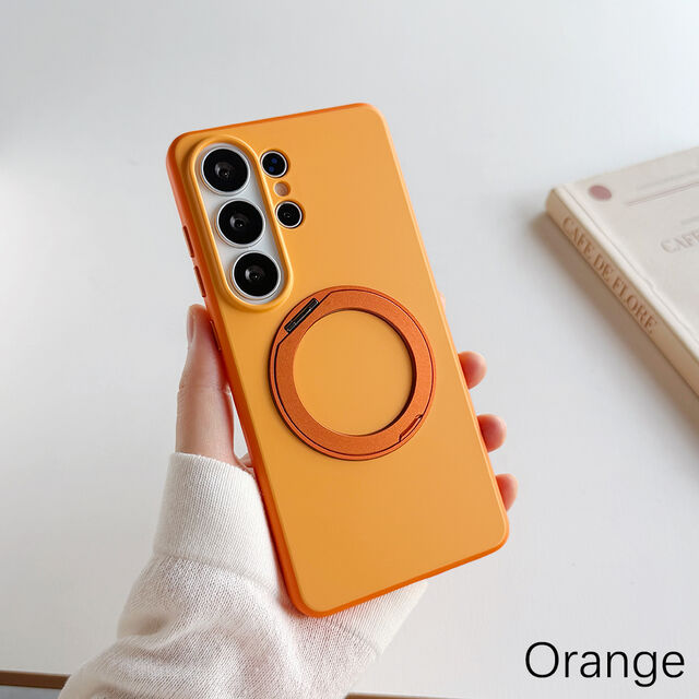 Coque de téléphone Magsafe tendance personnalisée en matériau hybride PC+TPU avec béquille rotative, coque S26Ultra