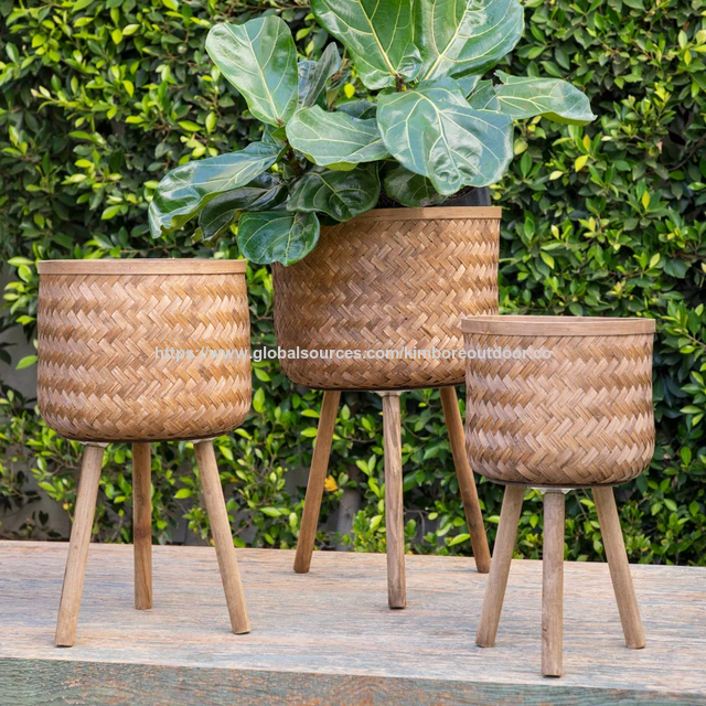 Support de Pot de Fleur Classique en Rotin Artisanal Son Tra de Haute Qualité, Porte-Plante en Osier pour la Décoration de Jardin et de Maison, Fabriqué au Vietnam