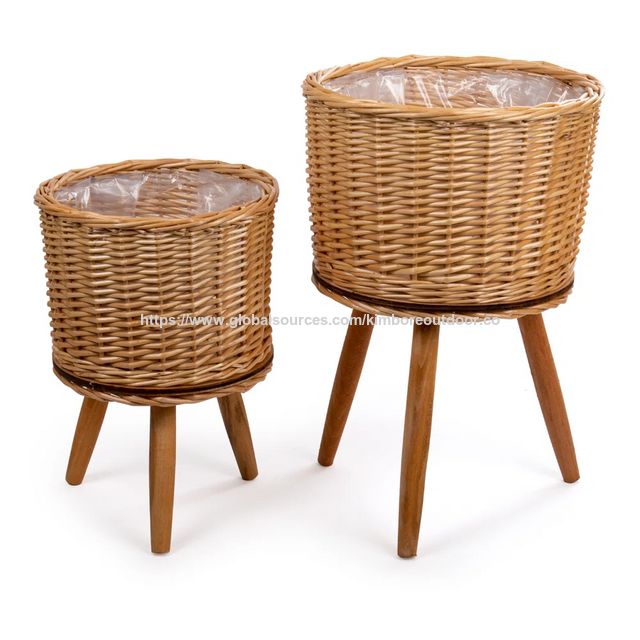 Support de Pot de Fleur Classique en Rotin Artisanal Son Tra de Haute Qualité, Porte-Plante en Osier pour la Décoration de Jardin et de Maison, Fabriqué au Vietnam