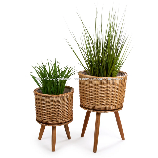 Support de Pot de Fleur Classique en Rotin Artisanal Son Tra de Haute Qualité, Porte-Plante en Osier pour la Décoration de Jardin et de Maison, Fabriqué au Vietnam