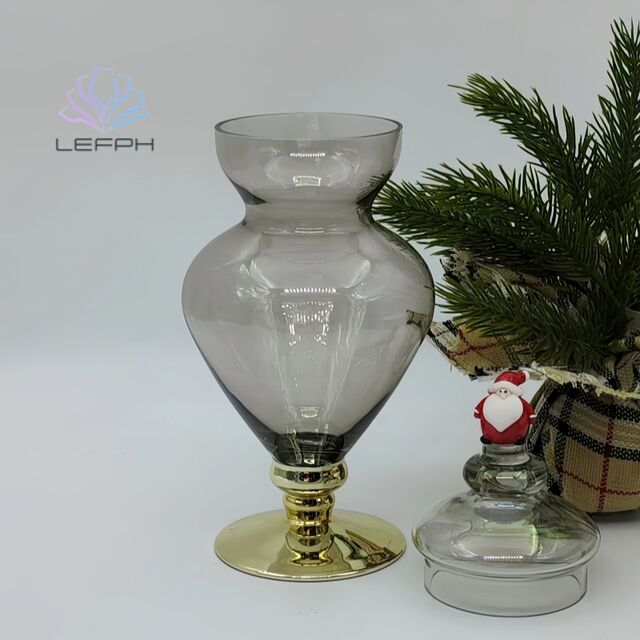 Pote de Doces de Natal Lefph com Design de Papai Noel, Armazenamento Festivo de Vidro, Centro de Mesa de Feriado para Doce Presente de Natal