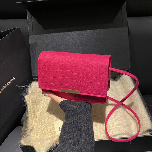 Neue kleine quadratische Filztasche für Damen, Retro-Mode-Umhängetasche, personalisierte und vielseitige Umhängetasche mit Steinmuster