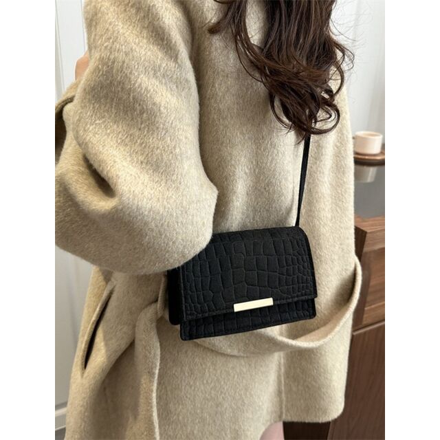 Neue kleine quadratische Filztasche für Damen, Retro-Mode-Umhängetasche, personalisierte und vielseitige Umhängetasche mit Steinmuster