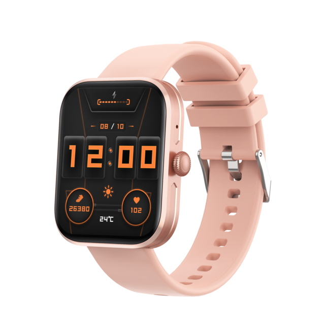 Elegante Smartwatch TS90 con pantalla táctil de 1.96 pulgadas, llamada BT, resistente al agua IP67, cargador inalámbrico y monitor de frecuencia cardíaca.