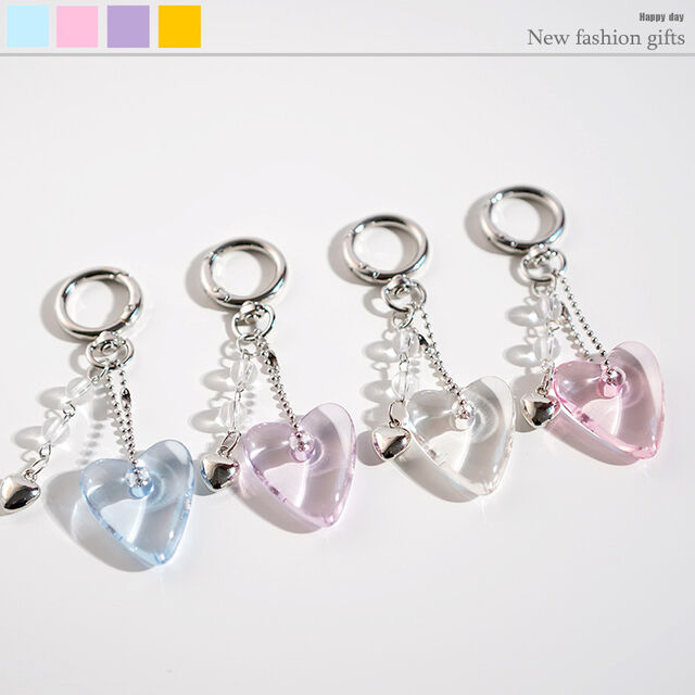 Nuevo diseño: bolso para llave de coche con forma de corazón y perlas incrustadas, colgante, soporte para funda de teléfono, cubierta para auriculares y accesorio decorativo.