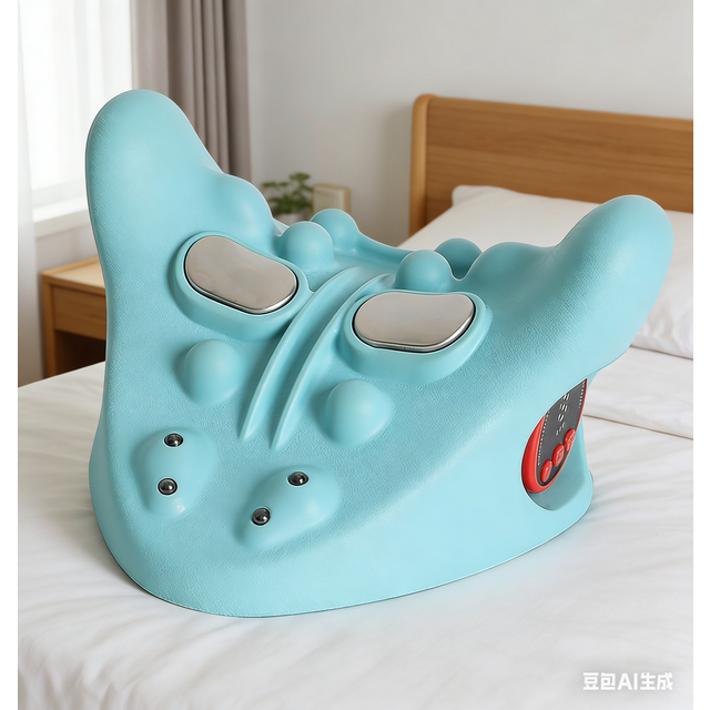 Oreiller de Massage Cervical avec Compresse Chaude et Impulsion EMS pour Soulager le Stress - Masseur de Cou pour Améliorer la Circulation Sanguine et la Relaxation Musculaire