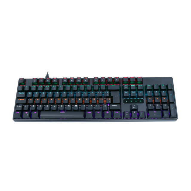 Teclado Mecánico para Gaming con Cable, 104 Teclas, Retroiluminación RGB, Interruptor Azul, Anti-Ghosting Completo, USB para Escritorio