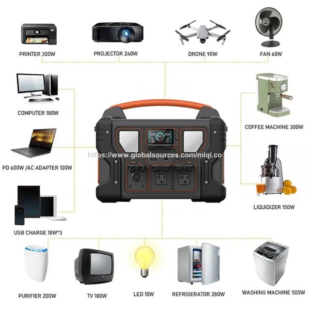 Alimentation de stockage d'énergie OEM 1,2 kW UPS LiFePO4 portable 1000W 1200W générateur solaire onduleur station d'alimentation pour camping