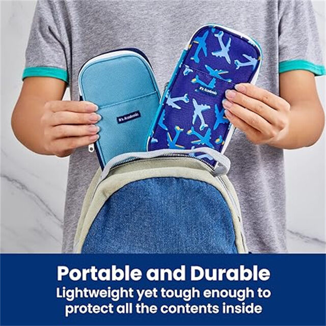 Erweiterbare Stiftebox, tragbare Tasche für Büro, Schule, Reisen - Kompaktes Design mit hoher Kapazität, 2er-Pack (Dunkelblau, Hellblau)