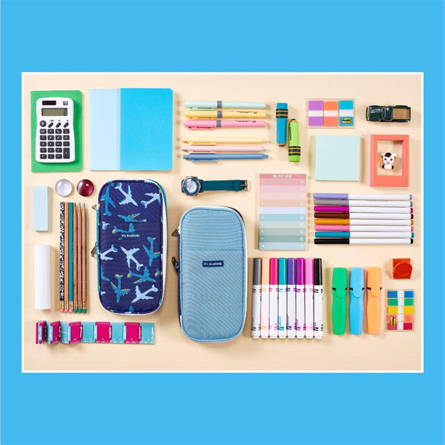 Erweiterbare Stiftebox, tragbare Tasche für Büro, Schule, Reisen - Kompaktes Design mit hoher Kapazität, 2er-Pack (Dunkelblau, Hellblau)
