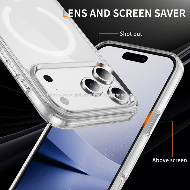 جراب هاتف مغناطيسي شفاف بسمك 2.0 مم من PC+TPU مقاوم للصدمات لجهاز iPhone 17 Pro