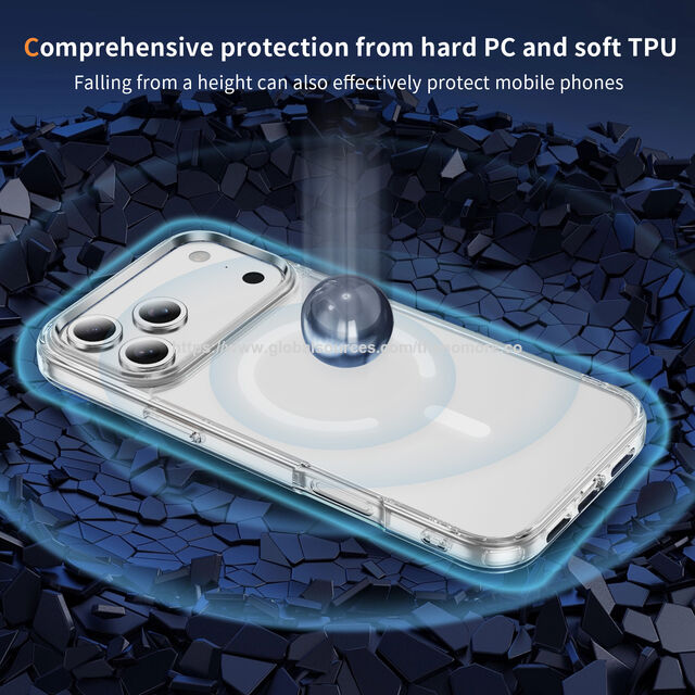 جراب هاتف مغناطيسي شفاف بسمك 2.0 مم من PC+TPU مقاوم للصدمات لجهاز iPhone 17 Pro