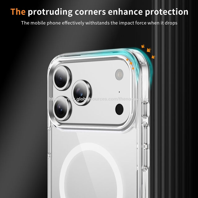 جراب هاتف مغناطيسي شفاف بسمك 2.0 مم من PC+TPU مقاوم للصدمات لجهاز iPhone 17 Pro