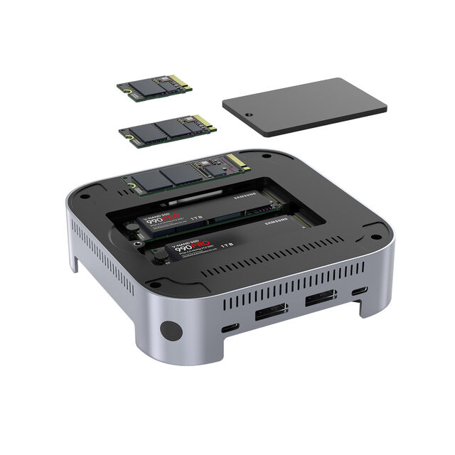 Mac Mini Thunderbolt 3 USB 4.0 40Gbps M.2 NVMe SSD Erweiterungsdock aus Aluminium Space