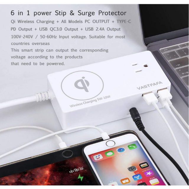 Adaptador de energia USB dos EUA com QC3.0, carregador de laptop, carregador USB