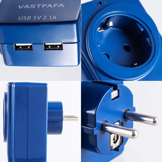 Internationaler Reiseadapter Europa Deutschland mit 5V 3.1A USB