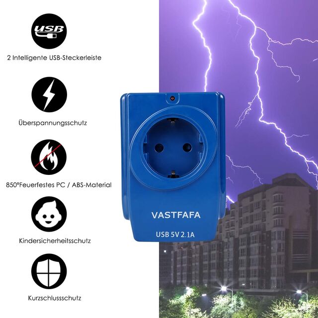 Internationaler Reiseadapter Europa Deutschland mit 5V 3.1A USB