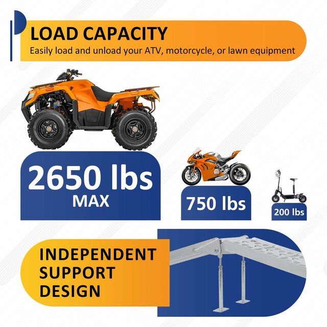 Rampes de Chargement Rampe Moto Rampe Pliante en Aluminium pour Quad avec Pieds de Support pour Camionnette Rampe Pliante en Aluminium
