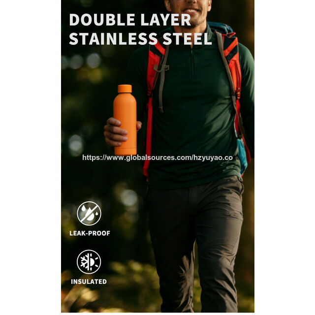 Garrafa de viagem a vácuo de aço inoxidável de parede dupla de 750ml com acabamento emborrachado para academia, atividades ao ar livre e uso diário