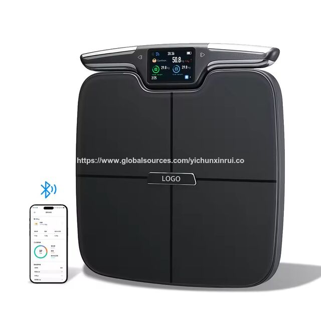 Intelligente Körperfettanalysewaage mit großem, farbigem TFT-Bildschirm und ITO-Hartglas, Wi-Fi, 8 Elektroden