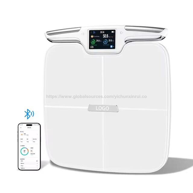 Intelligente Körperfettanalysewaage mit großem, farbigem TFT-Bildschirm und ITO-Hartglas, Wi-Fi, 8 Elektroden