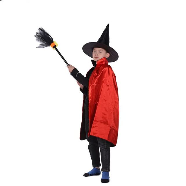 Halloween-Umhang für Cosplay, Schwarz-Roter Sensenmann-Zauberer-Umhang, Vampir-Party-Umhang, Sensenmann-Umhang
