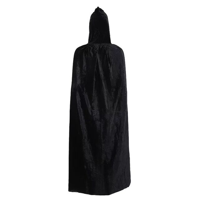 Schwarzer Gold-Samt-Umhang für Halloween, Vampir-Todesumhang, Cosplay-Kostüm für Kinder & Erwachsene