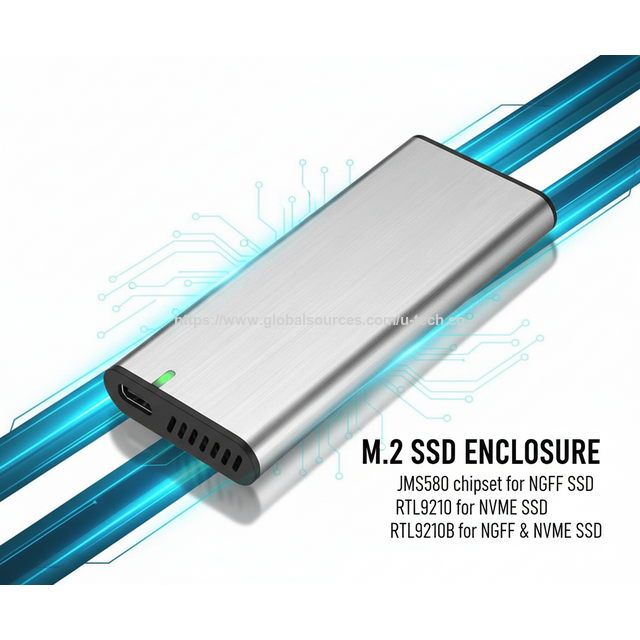 Caixa Externa de SSD NVMe M.2 de Alumínio 10Gbps Tipo-C para Venda por Atacado, sem Ferramentas, com Indicador LED para Notebook PC