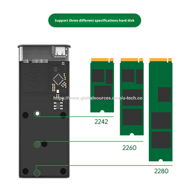 Caixa Externa de SSD NVMe M.2 de Alumínio 10Gbps Tipo-C para Venda por Atacado, sem Ferramentas, com Indicador LED para Notebook PC