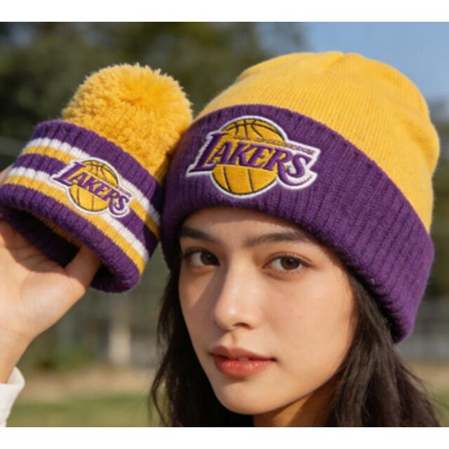Los Angeles Lakers Cuffed Knit Beanie Hat Without Pom Pom