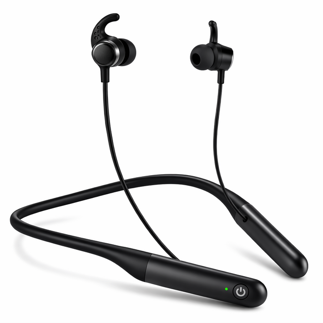 Écouteurs Bluetooth avec tour de cou, écouteurs sans fil stéréo avec microphone longue durée de lecture - PAS À VENDRE