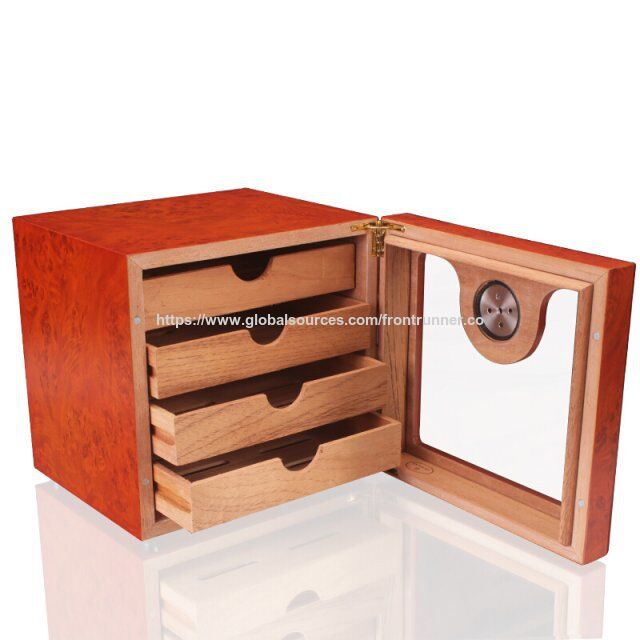 Caja Humidificadora de Madera de Cedro Español de Alta Capacidad al por Mayor de Fábrica, Estuches de Madera de Lujo - Humidificador de Madera con Bandeja Móvil