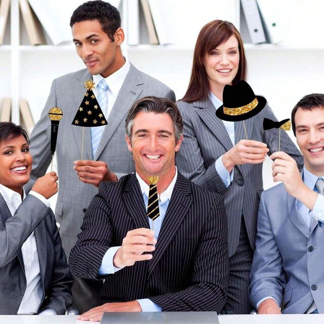 Party photobooth props 24-Piece Golden Photo Booth Props Set With Hats Masks Bow Ties For Parties Weddings Graduations Proms Chris