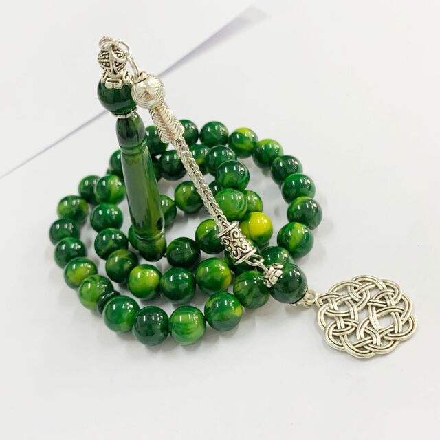 Ábacos de Oración de Resina Personalizados - Tasbih Hecho a Mano, Pulsera de Cuentas para Contar a Mano, Amarillo-Verde, 10mm