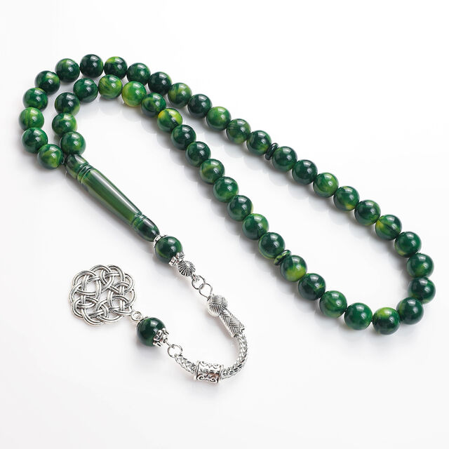 Ábacos de Oración de Resina Personalizados - Tasbih Hecho a Mano, Pulsera de Cuentas para Contar a Mano, Amarillo-Verde, 10mm