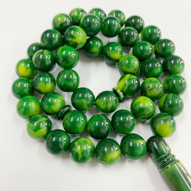 Ábacos de Oración de Resina Personalizados - Tasbih Hecho a Mano, Pulsera de Cuentas para Contar a Mano, Amarillo-Verde, 10mm